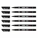 STABILO Set di 6 penne a pennarello ohp permanente, punta media, 1 mm, inchiostro indelebile nero