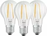 Osram LED Base Classic a Lampada, a Forma di Lampadina con Attacco E27, Non Dimmerabile, Sostituisce 60 Watt, Filamento Trasparente, Bianco Caldo, 2700 Kelvin, Confezione da 3