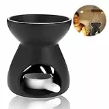 HOMURY Bruciatore per Olio Essenziale: Candele Bruciatore con Cucchiai di Candela, Bruciatore di Candele Ceramica Bruciatore di Essenze per la Decorazione Domestica, Meditazione (Nero)