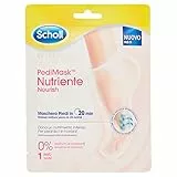 Scholl Pedimask Maschera Piedi Nutriente con Olio di Macadamia, 0% Profumi e Coloranti, 1 Paio di Calzini Idratanti, Tempo di azione: 20 minuti