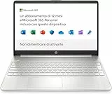 HP - PC 15s-fq0010sl, Intel Celeron N4120, RAM 4GB DDR4, SSD NVMe 128GB, Scheda Intel UHD, Display 15,6' FHD, Antiriflesso, Wi-Fi, Webcam, Lettore di Schede, Windows 11 S, Microsoft 365, Argento
