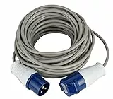 Electraline 46148 Prolunga 20 mt Presa Industriale Spina IEC 3 poli Adatta per Camper, Campeggio, Caravan, Barca, Cantiere-Grigio, IP40