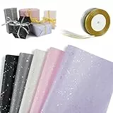 Weinsamkeit 10 Fogli di Carta da Regalo, 5 Colori Dreamy Carta da Regalo con 2 Volumi di Cintura Oro E Argento Nastro, per Compleanno Anniversari Matrimoni E Natale-60 * 60cm