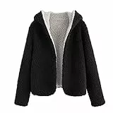 ZAFUL Cappotto con Cappuccio da Donna Invernale Teddy Reversibile Cardigan con Cappuccio Hooded Felpa Outwear (M, Notte)