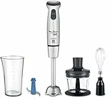 Moulinex Infiny Force Ultimate DD87KD Frullatore ad Immersione, 3 Accessori + Tritaghiaccio, 25 Velocità + Turbo, 46 Decibel, Bianco