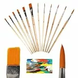 Set di Pennelli per Dipingere, Pennelli per Pittura 12 Pezzi, 6 Punta Tonda e 6 Punta Piatta, per Artisti, Principianti Adulti e Bambini, Amanti della Pittura, Acrilico e Acquerello
