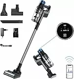 Proscenic P11 Smart Aspirapolvere Senza Fili, Scopa Elettrica Potente 30000Pa/Autonomia 60Min con APP Smart Display Touch, 4 Spazzole e 180°Regolabile per Pavimento Tappeti Tenda Peli Animali