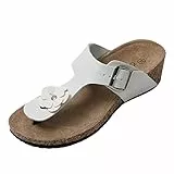 JOMIX Sandali Infradito Donna Eleganti Ciabatte Donna Estive Zeppa Comodi Sandali Donna Estivi con Tacco SD8034-2 (Bianco, 36)