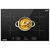 AMZCHEF Piano cottura a induzione da incasso 5 zone con booster e 9 livelli, funzione pausa e tieni caldo, con controllo slider, timer multifunzione