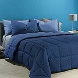 Caleffi - Trapunta Matrimoniale Moderna | Comfort Superiore | Prodotto 100% Italiano | Adatto per Letto Matrimoniale | Tessuto di Microfibra di Alta Qualità, Blu, Matrimoniale, Microfibra