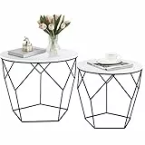Ribelli Tavolino appoggio Legno tavolino Cestino Contenitore tavolino da Salotto, Tavolo in Metallo, Tavolino Decorativo, Set di 2 Pezzi