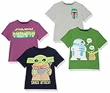 Amazon Essentials Disney | Marvel | Star Wars Magliette a Maniche Corte (precedentemente Spotted Zebra) Ragazzi, Pacco da 4, Star Wars-Bambino, 8 Anni