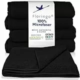 Moon Floringo Set di 5 asciugamani da parrucchiere in microfibra, asciugamani da salone, circa 30 x 50 cm con superficie assorbente (nero)