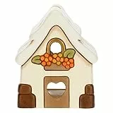 THUN - Porta Candela a Forma di Casetta - Decorazioni Natale Casa - Ceramica - 10 x 9,5 x 11 h cm