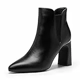 DREAM PAIRS Donna Stivali alla Caviglia Suola Antiscivolo Tomaia in Chic e alla Moda Tacco a Blocchetto Nero SDAB2206W-E Taglia 37 (EUR)