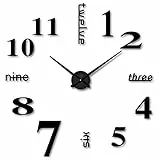 Cooltto Orologio da Parete Fai da Te Grande Moderno 3D Senza Cornice Specchio Moderno Design Decor Adesivi Murali Orologio da Parete per Camera da Letto Soggiorno Nero
