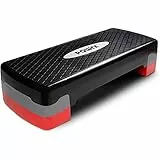 POWRX Step da aerobica (68 x 28,5 cm) - Stepper fitness ideale per »esercizi in casa« - Altezza regolabile e superficie antiscivolo + PDF workout (Nero/Rosso)