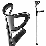 Aiesi® Stampella Ortopedica Regolabile Singola Leggera In Alluminio Anodizzato Colore Nero # Garanzia Italia 24 Mesi