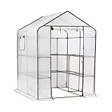 Sekey Serra da Giardino con 10 Ripiani, con Porta per arrotolare la Serra, per pomodori, Verdure, Giardino, 143 x 143 x 195 cm, Bianco Serra Giardino Tunnel