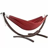 Vivere C8SPSN-CR Amaca Doppia Sunbrella con Supporto in massello di Pino Crimson, Solid Pine