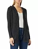 Vero Moda VMDOFFY LS Open Hood Cardigan GA Noos Maglione, Nero/Dettaglio: mélange, S Donna