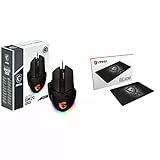 MSI Clutch GM20 Elite Mouse Gaming ergonomico USB, RGB Mystic Light, Sensore Ottico PAW 3309 & Agility GD20 Tappetino per mouse Dimensioni 32cm(L) x 22cm(W) x 5mm(H)