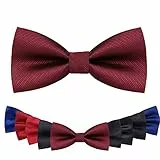 EHIOG Papillon regolabile da uomo, Linee sottili rosso scuro Papillon classico formale pre-legato, Papillon regolabile per bambini e uomo