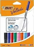 BIC Velleda, Marcatore Cancellabile, Pennarelli per Lavagna, Punta Media 1.4mm, Confezione da 8, Colori Assortiti, Fornitura Cancelleria Scuola e Ufficio