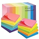 76x76 Set Di Foglietti Adesivi AOBETAK Piccoli 10 Blocchetti 1000 Quadrati Fogli Adesivi Colorati Pastello, Adesive Memo Sticky Note Promemoria Nota Adesiva