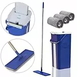 Mop Bagnato e Asciutto STARLYF AutoClean Mop+3 Panni Extra, Sistema di Pulizia con mocio e Secchio autoasciugatore, 3 spazzole in Microfibra e Un Secchio di Due Scomparti (Secco e Umido)