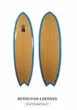 HONU - Tavola da Surf Fish 6'4, Design retrò, 4 x Derive