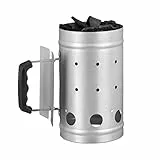 Relaxdays 10022312 Ciminiera di Accensione Barbecue, Acciaio, HxD: 27 x 16 cm, Cesto Accendi Carbonella, Argento