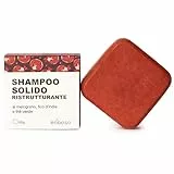 Shampoo Solido Bio Ristrutturante e Nutriente al Melograno, Fico e Te Verde 65 g - Enooso - 100% Artigianale Biologico Naturale Vegano - Made in Italy