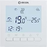 Termostato a Batteria per Caldaia a Gas,Termostato per Riscaldamento Ambiente Intelligente Termostato Programmabile Settimanale per Montaggio a Parete,3A 220V Bianco BOT-313