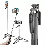 Absob Treppiede per selfie da 1.6M, 3 in 1 allungabile portatile per telefono cellulare con telecomando Bluetooth TikTok wireless, per iPhone 13 Pro Samsung Galaxy S23 OPPO HUAWEI VIVO Xiaomi