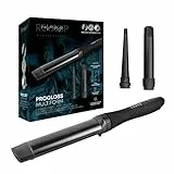 REVAMP Progloss Multiform Curl & Waves, Ferro Arricciacapelli in Ceramica Multifunzione 3 in 1, 3 Cilindri Interscambiabili per Onde o Ricci, Infuso con Oli Liscianti, Temperatura 120°C-210°C, Nero