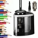 Etavio Temperamatite,Temperino con Serbatoio Affilatura Manuale ed Elettrica con Lame Sostituibili,Alimentato Batteria,Antiscivolo,Sicuro Per Bambini