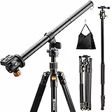 TARION Q550 Treppiede Camera e Braccio Estensione Colonna Centrale con Rotazione Orizzontale 360°e Verticale 180°e Sacchi di Sabbia MAX 155 cm Carico 6 kg per Viaggiare Foto
