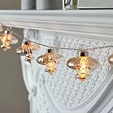Lights4fun Catena Luminosa di 10 Lanterne in Vetro con LED Bianchi Caldi a Pile per Arredo Interni