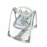 Ingenuity Altalena portatile Swing 'n Go Hugs and Hoots, 5 velocità di rotazione, 6 melodie rilassanti, barra giocattolo rimovibile, età neonatale +, grigio