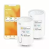 meross 2 pcs Termostato intelligente per radiatori compatibile con HomeKit, termostato di riscaldamento Wi-Fi compatibile con Siri, Alexa e Google Assistant, telecomando, richiede un hub