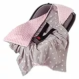 Medi Partners Coperta 100% Cotone 85x85cm Bifacciale Multifunzionale Minky Morbida e Accogliente con Cappuccio per Passeggini Marsupio