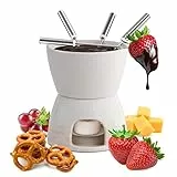 joeji's Kitchen Joejis Fonduta Cioccolato Ceramica Set - Fonduta Formaggio con Candela e Forchette - Set Regalo per Fonduta Riscaldato