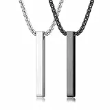 YAODCA Collane da Uomo Collana in Acciaio Inossidabile con Ciondolo a Barra Nera e Argento per Uomini Donne Collane di Coppia Collana a Catena da Uomo B