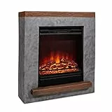Klarstein Fort Rock - Caminetto Elettrico con Potenza di Riscaldamento di 1800 W, Camino Finto con Timer, Temperatura: da 10 a 30 °C, Effetto Fiamma LED, Telecomando Incluso