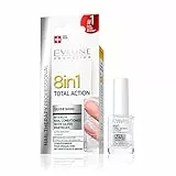 Eveline Cosmetics 8 In 1 Total Action Intensive Crescita Rinforzante Nail Hardener Siero Silver Shine | 12 ml | Trattamento Riparatore Per Unghie Rotte E Fragili | Facile Applicazione