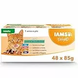 IAMS Delights Land & Sea Collection Alimento umido in gelatina, per gatti adulti con una varietà di gusti di carne e pesce - 48 x 85g