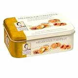 Matilde Vicenzi - Millefoglie di Matilde, Selezione di Raffinata Pasticceria di Sfoglia, Bocconcini e Ciambelline Miste in una Elegante Scatola di Latta per un Regalo Goloso, Confezione da 375 gr