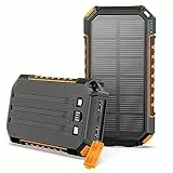 Caricabatterie Solare Riapow Power Bank - 27000mAh USB C Power Bank Solare con 3 Cavi Caricatore Portatile Batteria Esterna con 3 Porte per Smartphones, Tablets
