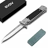 GVDV Coltello Pieghevole Tascabile Con Manico G10, Coltello Serramanico in Acciaio Inossidabile 7CR 17 con Chiusura di Sicurezza, Coltello da Sopravvivenza per Campeggio e Caccia per Uomini